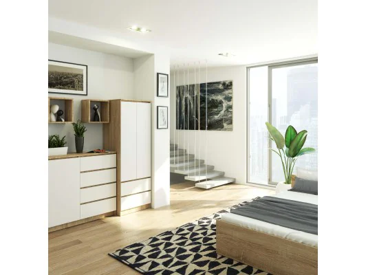 SZAFA STAR S 60 cm 2 DRZWI 2 SZUFLADY PK SONOMA / BIAŁA