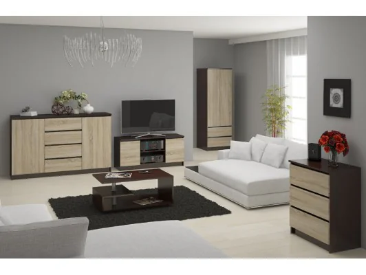 SZAFA STAR S 60 cm 2 DRZWI 2 SZUFLADY WENGE / SONOMA