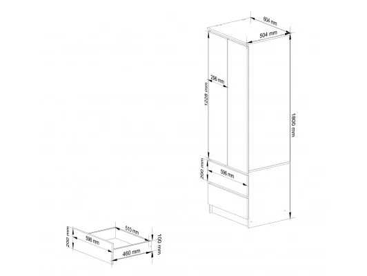 SZAFA STAR S60 2D 2SZ PK GRAFIT SZARY / BIAŁA