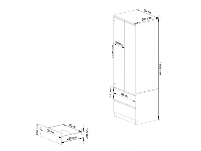 SZAFA STAR S60 2D 2SZ PK GRAFIT SZARY / BIAŁA