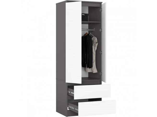 SZAFA STAR S60 2D 2SZ PK GRAFIT SZARY / BIAŁA