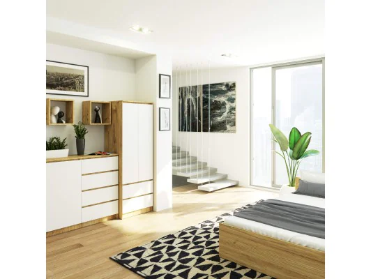 SZAFA STAR S60 2D 2SZ PK DĄB ARTISAN / BIAŁA