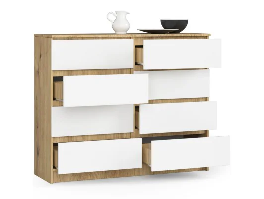 KOMODA K120 8SZ CLP DĄB ARTISAN / BIAŁY