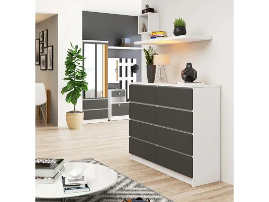 KOMODA K120 8SZ PK BIAŁY / SZARY