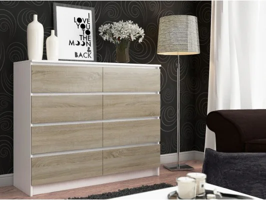 KOMODA K120 8SZ PK BIAŁA / SONOMA