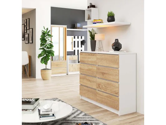 KOMODA K120 8SZ PK BIAŁA / SONOMA