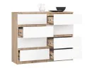 KOMODA K 120 cm 8 SZUFLAD PK SONOMA / BIAŁA
