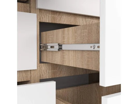 KOMODA K 120 cm 8 SZUFLAD PK SONOMA / BIAŁA