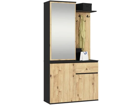 ZESTAW NA PRZEDPOKÓJ ENTRO PK CZARNY / DĄB ARTISAN