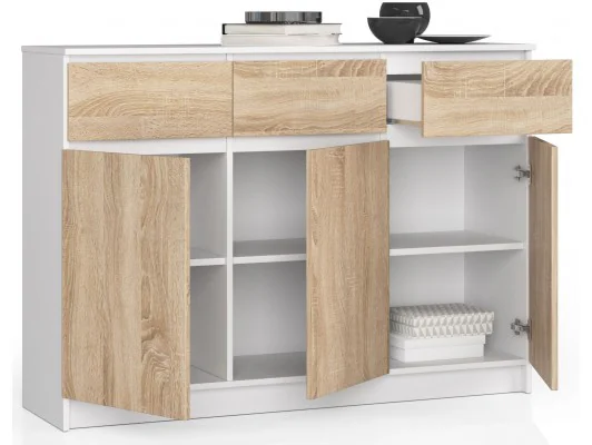 KOMODA K140 3D 3SZ CLP BIAŁA / SONOMA