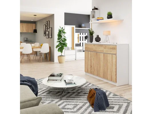 KOMODA K140 3D 3SZ CLP BIAŁA / SONOMA