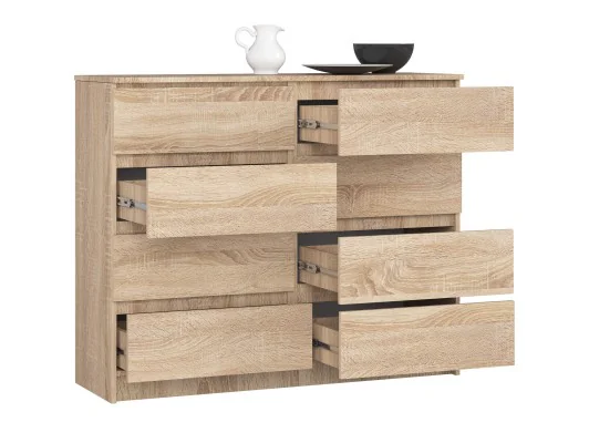 Zobacz KOMODA K 120 cm 8 SZUFLAD PK DĄB SONOMA KOMODA K 120 cm 8 SZUFLAD PK DĄB SONOMA