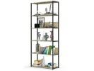 Regał loftowy metalowy 80 cm - czarny-dąb artisan - 6 półek
