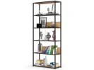 Regał loftowy metalowy 80 cm - czarny-dąb craft - 6 półek