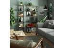 Regał loftowy metalowy 80 cm - czarny-dąb craft - 6 półek