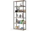 Regał loftowy metalowy 80 cm - czarny-dąb sonoma - 6 półek