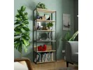 Regał loftowy metalowy 80 cm - czarny-dąb sonoma - 6 półek
