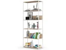 Regał loftowy metalowy 80 cm - biały-dąb sonoma - 6 półek