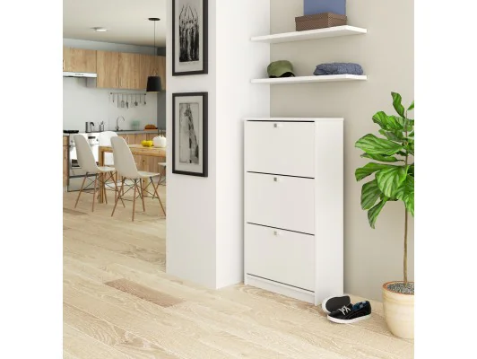 SZAFKA NA BUTY 3 UCHYLNE DRZWICZKI 60 cm BIAŁA BIAŁY POŁYSK