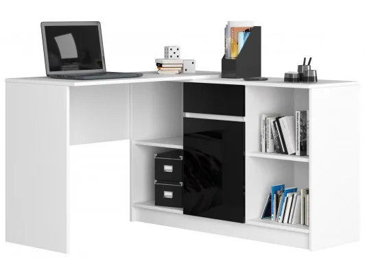 KOMODA B-17 120 cm 1 SZUFLADA 1 DRZWI BIAŁA / CZARNY POŁYSK