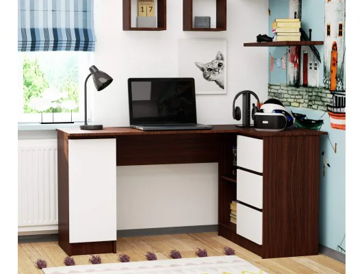 BIURKO NAROŻNE B20 CLP PRAWOSTRONNE WENGE / BIAŁY