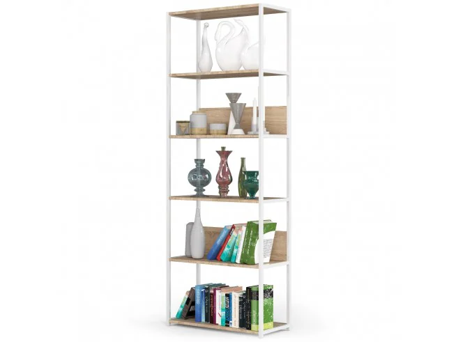 REGAŁ METALOWY LOFT 700 BIAŁY/DĄB SONOMA
