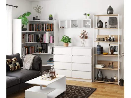 REGAŁ METALOWY LOFT 700 BIAŁY/DĄB SONOMA