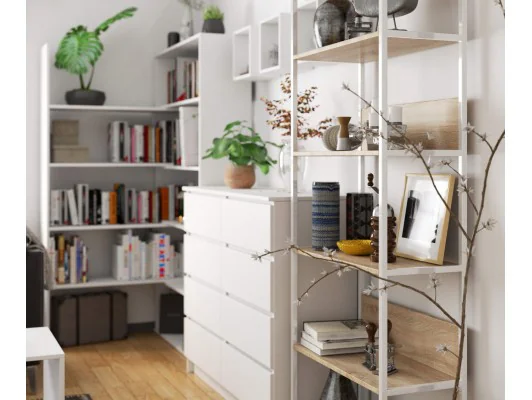 REGAŁ METALOWY LOFT 700 BIAŁY/DĄB SONOMA