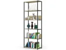 Regał loftowy metalowy 70 cm - czarny-dąb artisan - 6 półek