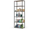 Regał loftowy metalowy 70 cm - czarny-dąb craft - 6 półek