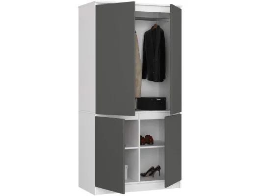 SZAFA S90 4D CLP BIAŁY / GRAFIT SZARY