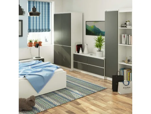 SZAFA S90 4D CLP BIAŁY / GRAFIT SZARY