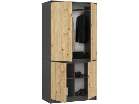 SZAFA S90 4D CLP GRAFIT SZARY / DĄB ARTISAN