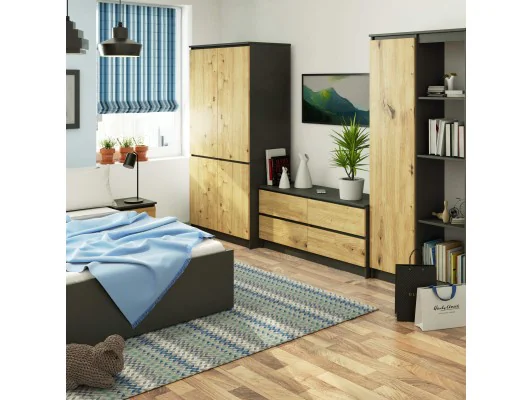 SZAFA S90 4D CLP GRAFIT SZARY / DĄB ARTISAN