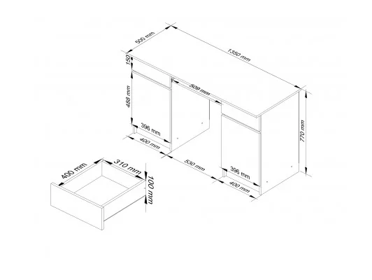 BIURKO CLP A5 2D 2SZ PK SONOMA / BIAŁE