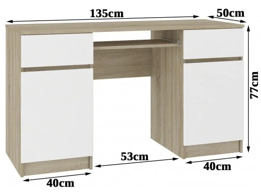 BIURKO CLP A5 2D 2SZ PK SONOMA / BIAŁE