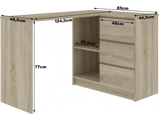 BIURKO NAROŻNE B16 CLP PRAWE PK SONOMA / BIAŁE