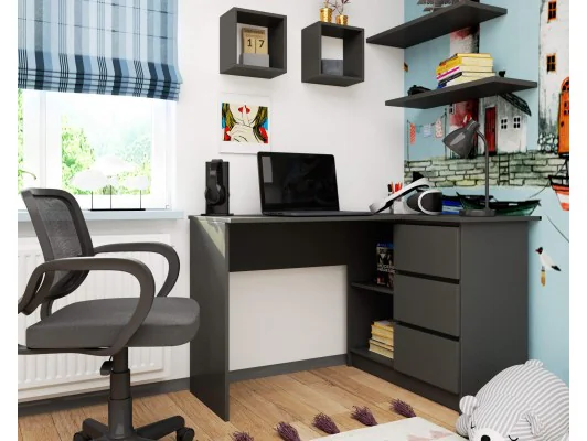 BIURKO NAROŻNE B16 CLP PRAWE PK SZARY