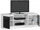 SZAFKA RTV 140 cm 2D 1P BIAŁA / CZARNY POŁYSK