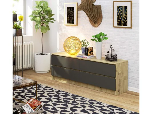 KOMODA K160 4SZ CLP PK DĄB ARTISAN / SZARY