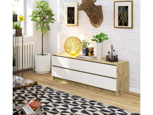 KOMODA K160 4SZ CLP PK DĄB ARTISAN / BIAŁY