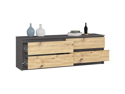 KOMODA K160 4SZ CLP PK GRAFIT SZARY / DĄB ARTISAN