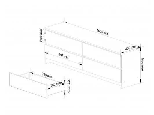 KOMODA K160 4SZ CLP PK GRAFIT SZARY