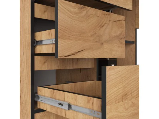 BIURKO NAROŻNE B16 124 cm LEWE 3 SZUFLADY PK DĄB CRAFT