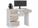 Biurko komputerowe A-7 90 cm lewe - białe-cappuccino połysk