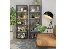 Regał loftowy metalowy 60 cm - czarny-dąb sonoma - 6 półek