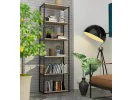 Regał loftowy metalowy 60 cm - czarny-dąb sonoma - 6 półek