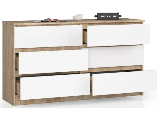 Zobacz KOMODA K140 6SZ CLP DĄB SONOMA / BIAŁY KOMODA K140 6SZ CLP DĄB SONOMA / BIAŁY
