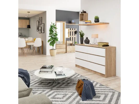 KOMODA K140 6SZ CLP DĄB SONOMA / BIAŁY