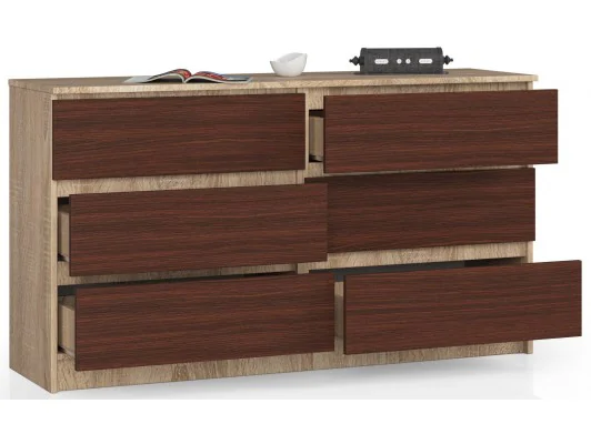 Zobacz KOMODA K140 6SZ CLP DĄB SONOMA / WENGE KOMODA K140 6SZ CLP DĄB SONOMA / WENGE